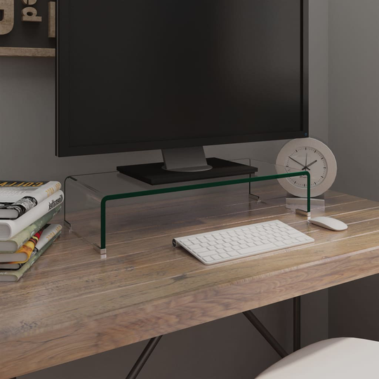 vidaXL TV-bord/monitorstander klar glas 60x25x11 cm