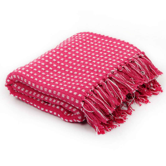 vidaXL plaid bomuld firkanter 220 x 250 cm lyserød