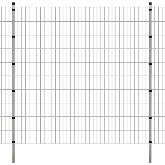 vidaXL 2D Havehegnspaneler & Pæle 2008x2030 mm 4 m Sølv