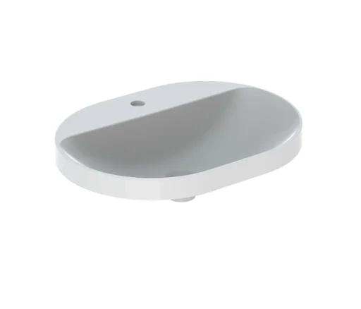 Geberit VariForm servant m/ tapphull, nedfelling, ellipse, 60x45 cm, med KeraTect