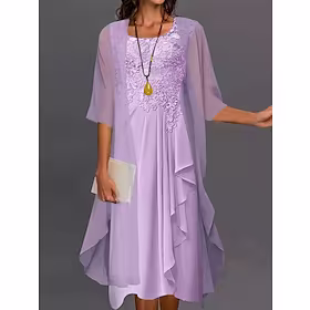 Dame Kjolesett Todelt kjole Lang kjole Maxikjole Rosa Blå Lilla Halvlange ermer Blomstret Rynket Høst Vår Crew-hals Klassisk Feriereise 2023 S M L XL XXL 3XL