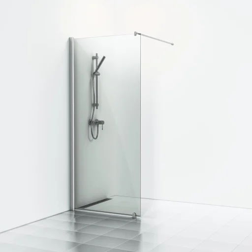 Svedbergs Skoga dusjvegg 80 cm, røgfarvet glass/matt alu