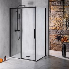 Sanipro Altis Line / Black - Fastfelt Krom 100cm Klart Glass