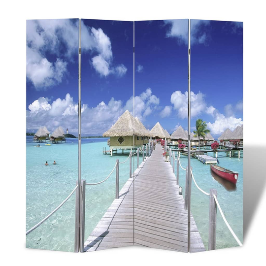 vidaXL foldbar rumdeler 160 x 170 strandmotiv