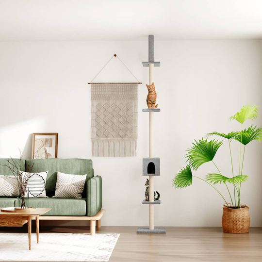 vidaXL kradsetræ fra gulv til loft 250,5-276,5 cm lysegrå