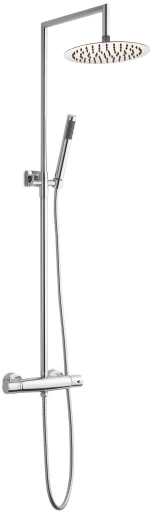 Cassøe Komplett Dusjsett m/Termostat og slimline Dusjhoved Ø200mm m/Rosetter, Krom