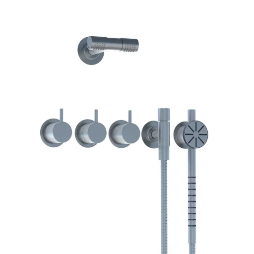 Vola 5471S-081D Dusjbatteri m/Termostat, Hoved- og Hånddusj, Rustfrit stål