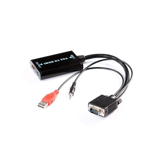 VGA til HDMI-konverter med USB og 3.5 mm
