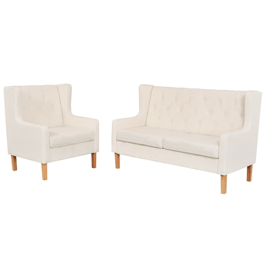 vidaXL sofasæt 2 dele stof cremefarvet