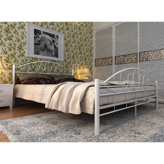 vidaXL seng med madras hvid metal 140 x 200 cm