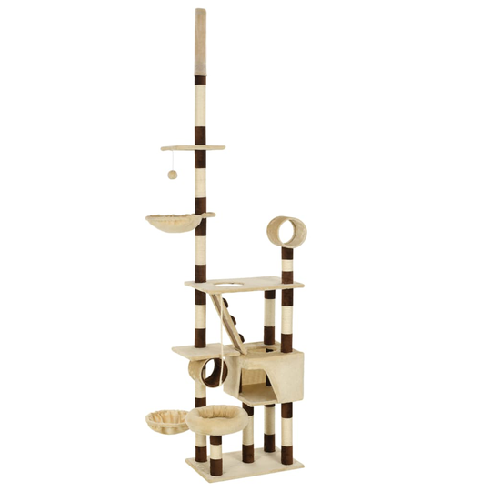 vidaXL kradsetræ til katte med sisal-kradsestolper 246-280 cm beige og brun
