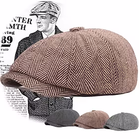 Den store Gatsby Gangster Retro / vintage De livlige 20-årene 1920-tallet Alle årstider Baret Hatt Budcaps Herre Alle Tenåring Kostume hatt Årgang Cosplay Fest