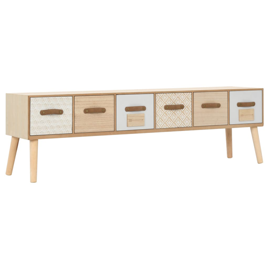vidaXL tv-skab med 6 skuffer 130 x 30 x 40 cm massivt fyrretræ