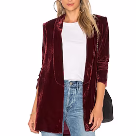 Dame Blazer utendørs Daglig Vinter Høst Frakk Normal Gatemote Elegant Fritid Jakker Langermet Helfarge Elegant Grønn Svart Vin