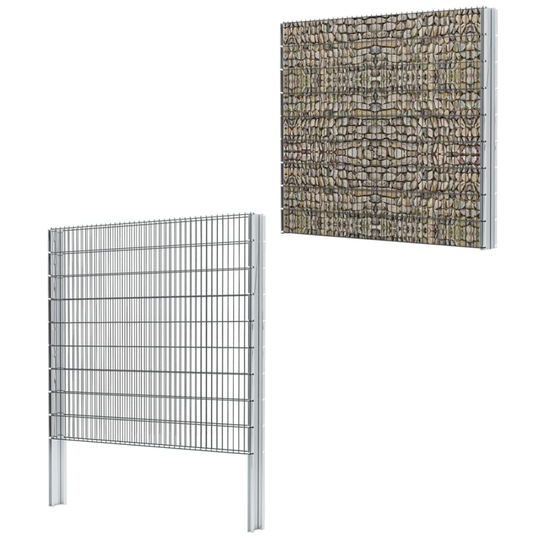 vidaXL 2D gabionhegn galvaniseret stål 2,008x1,83 m 12 m grå