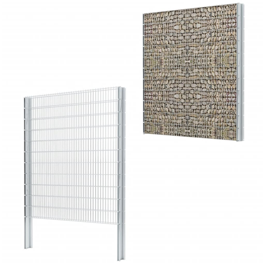 vidaXL 2D gabionhegn galvaniseret stål 2,008x2,23 m 12 m sølvfarvet