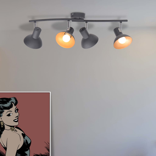 vidaXL loftslampe til 4 pærer E27 sort og guld