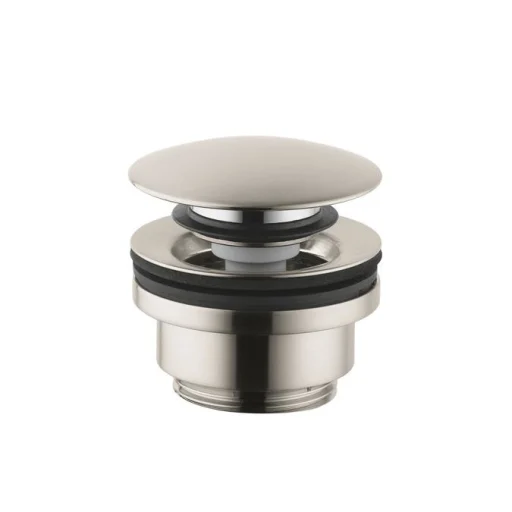 Hansgrohe push-open Bunnventil 1 1/4" med eller uten overløp, Børstet nikkel
