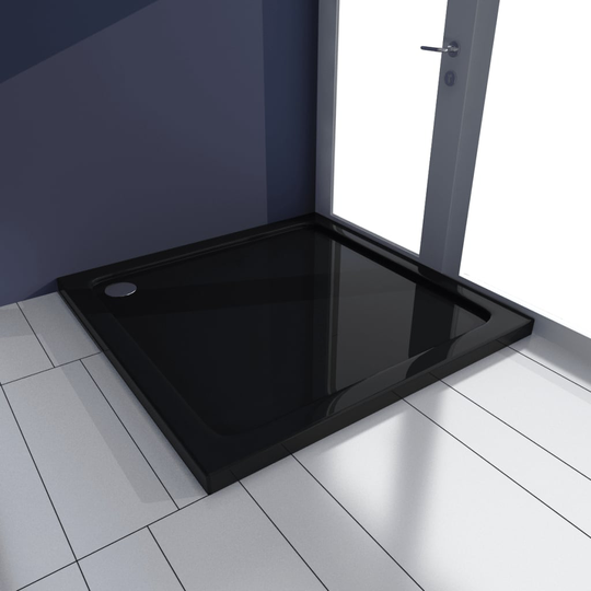 vidaXL kvadratisk ABS brusekabinebund 80 x 80 cm sort