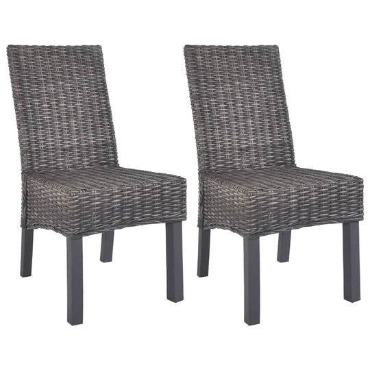 vidaXL spisebordsstole 2 stk. kubu-rattan og mangotræ brun