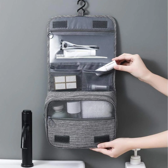 Toilettaske, foldbar - Grå