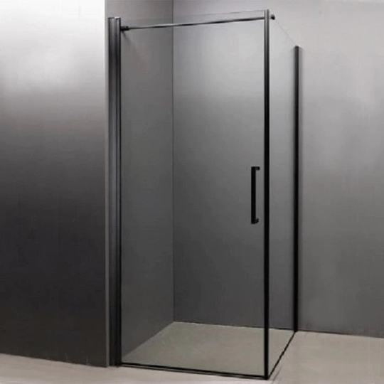 Sanipro Town Fastvegg - Pris pr stk Svart Matt / 100cm Klart Glass