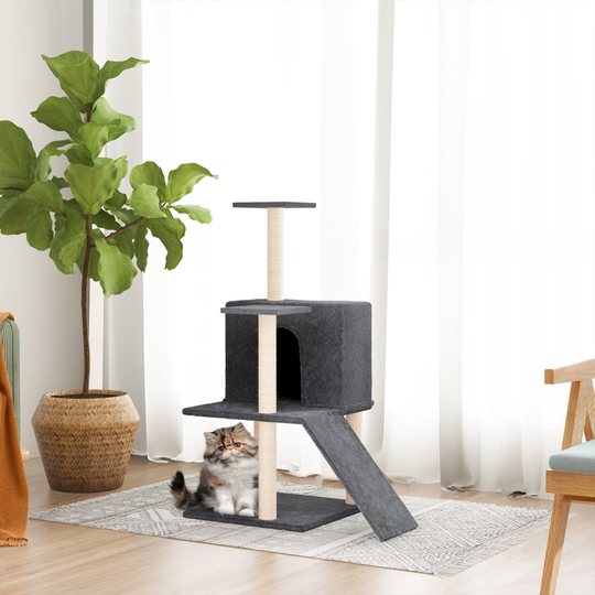 vidaXL kradsetræ med sisalstolper 109 cm mørkegrå