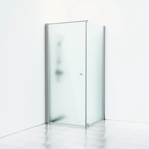 Svedbergs Skoga dusjhjørne 90 x 83 cm, dør og fast vegg, frostet glas/matt alu
