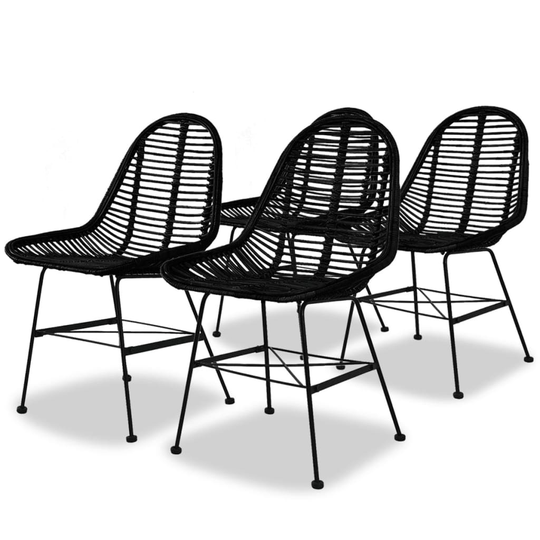 vidaXL spisebordsstole 4 stk. naturligt rattan sort