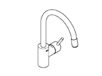 Grohe Concetto etgr køk udtr.m - etgr køkbat, C-tud, ethulsmontage, zero, højt udløb 32663003