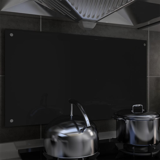 vidaXL stænkplade 90x50 cm hærdet glas sort