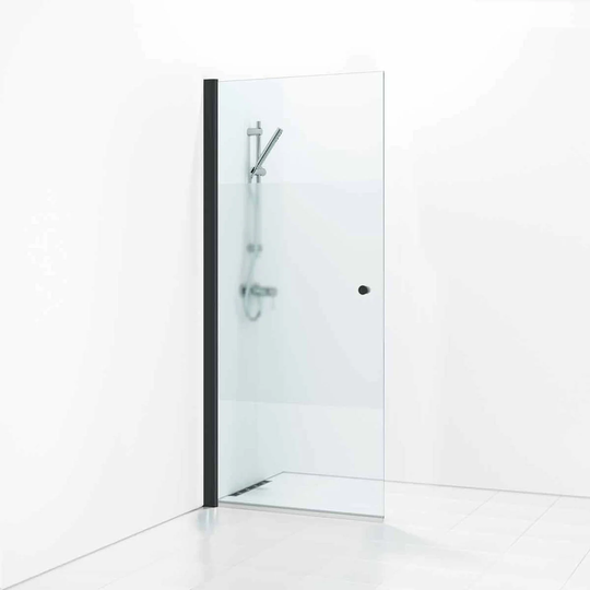Svedbergs Skoga Dusjdør Rett Svart Matt / 77cm Halvfrostet Glass