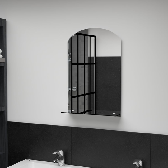vidaXL vægspejl med hylde 40x60 cm hærdet glas