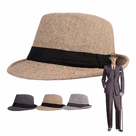 Den store Gatsby Gangster Retro / vintage De livlige 20-årene 1920-tallet Alle årstider Trilby hatt Herre Alle Tenåring Kostume hatt Årgang Cosplay Fest Festiv