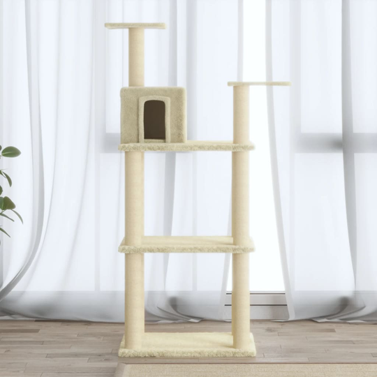 vidaXL kradsetræ med sisalkradsestolper 119 cm cremefarvet