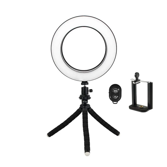 Selfie-lampe/Ring light (16 cm) og justerbart stativ