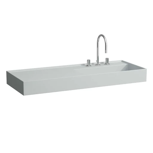 Kartell Laufen håndvask, 120x46 cm, hylle til venstre, matt grå