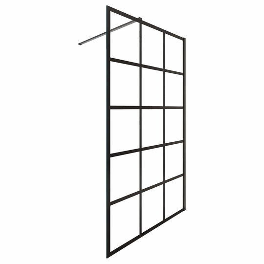 Alterna Matrix Fast Dusjvegg Ruter 86,4-116,4cm Svart Matt / 100cm Klart Glass
