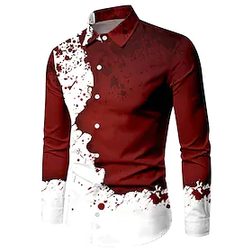 Herre Skjorte Grafisk skjorte Grafisk Aftæpning Vin 3D-utskrift utendørs Halloween Langermet Knapp ned Trykt mønster Klær Årgang Kul Designer Fritid