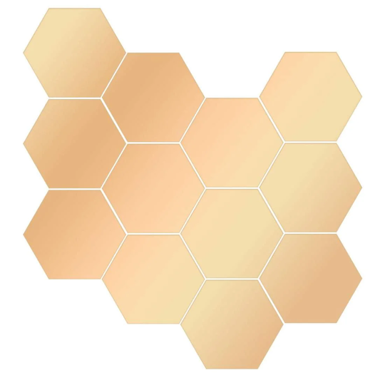 Spejl, Vægdekor i 12 dele - Hexagon