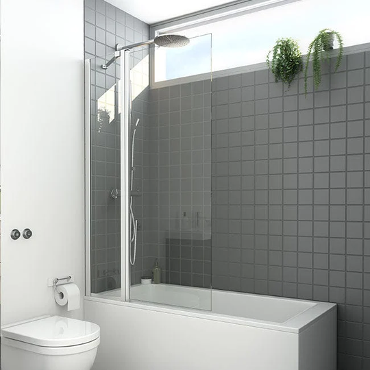Dansani Match H Badekarvegg med Sidepanel B95-97xh155cm Sateng / 100cm Klart Glass