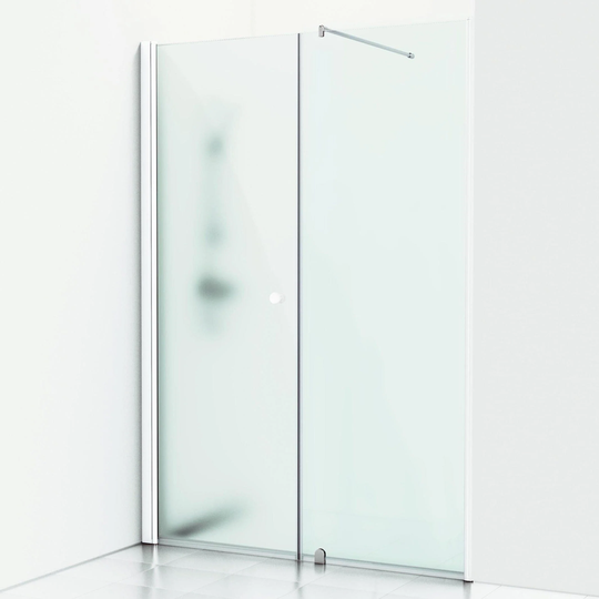 Svedbergs Skoga Dusjnisje Rett Kombi (Vegg+dør) Hvit Matt / 160cm Frostet Glass