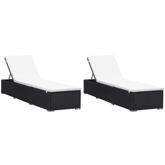 vidaXL liggestole med hynder 2 stk. polyrattan sort