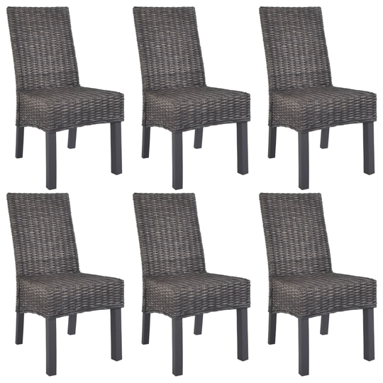 vidaXL spisebordsstole 6 stk. kubu-rattan og mangotræ brun