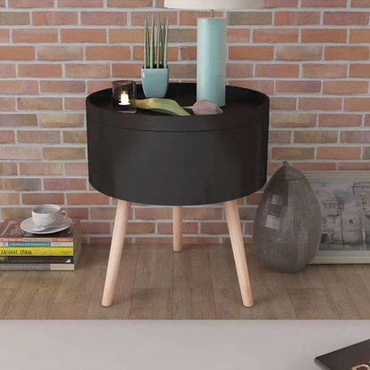 vidaXL sidebord med serveringsfad rund 39,5x44,5 cm sort