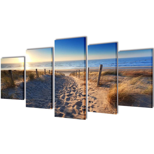 vidaXL kanvasbilledsæt sandstrand 200 x 100 cm