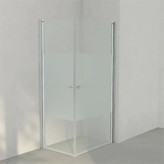INR Iconic Nordic Rooms Dusjhjørne Linc Angel Original, Frostet/stripe Glass Matt Aluminium / 70x100cm Stripe