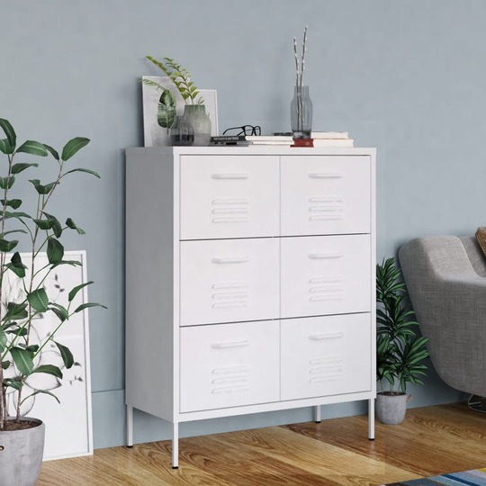 vidaXL kommode 80x35x101,5 cm stål hvid