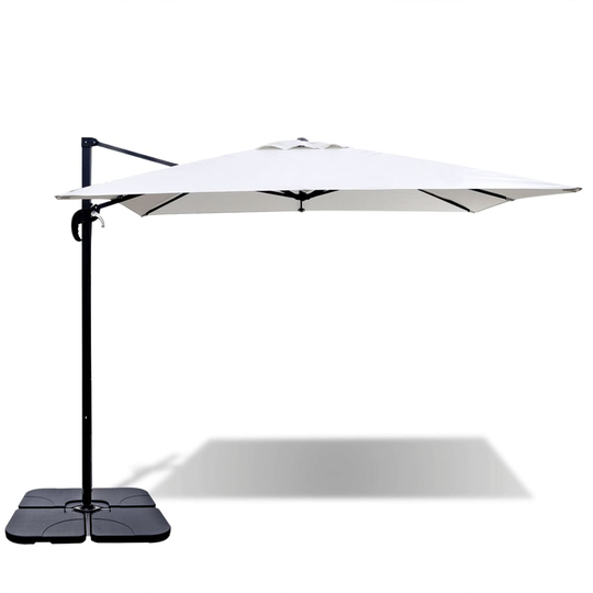 vidaXL Roma parasol med transportabel fod 2,5 x 2,5 m aluminium sandhvid