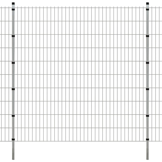 vidaXL 2D Havehegnspaneler & Pæle 2008x2030 mm 34 m Sølv